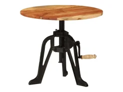 Hot vidaxl Mesa de apoio 60x(42-62) cm acácia maciça e ferro fundido Castanho