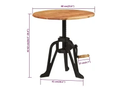 Hot vidaxl Mesa de apoio 60x(42-62) cm acácia maciça e ferro fundido Castanho