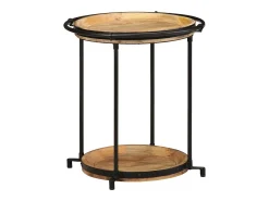 Hot vidaxl Mesa de apoio Ø55x60 cm madeira de mangueira maciça Natural claro