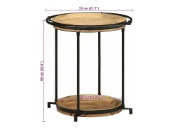 Hot vidaxl Mesa de apoio Ø55x60 cm madeira de mangueira maciça Natural claro