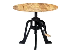 Mesa De Apoio*vidaxl Mesa de apoio 60x(46-63) cm mangueira maciça e ferro fundido Castanho