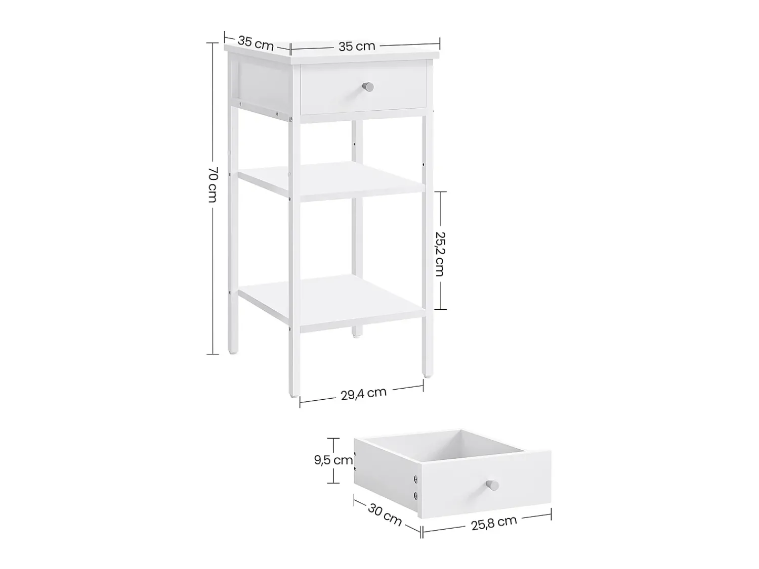 Mesa De Apoio* Mesa de Apoio 35x35x70 cm Branco