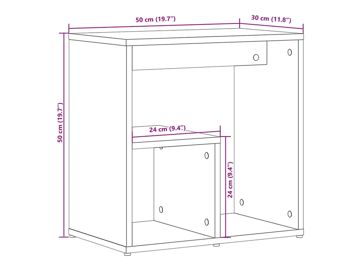 Mesa De Apoio*vidaxl Mesa de apoio 50x30x50 cm contraplacado Preto