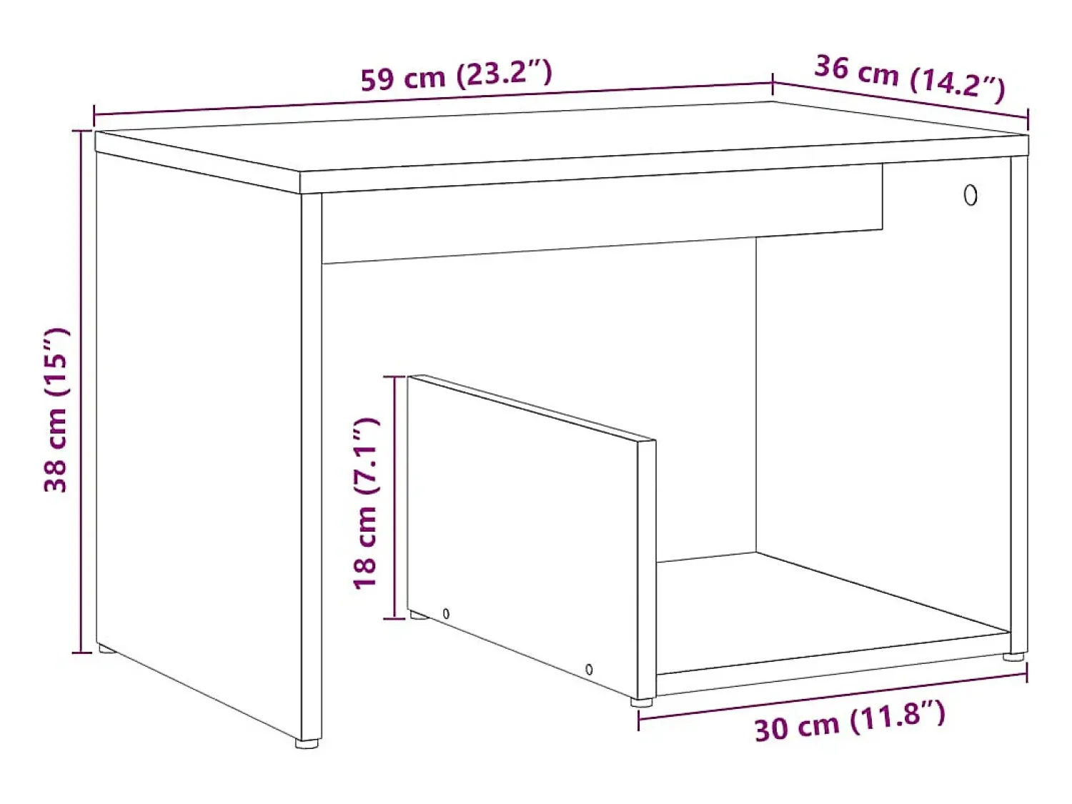 Best vidaxl Mesa de apoio 59x36x38 cm derivados madeira carvalho artisiano Natural claro