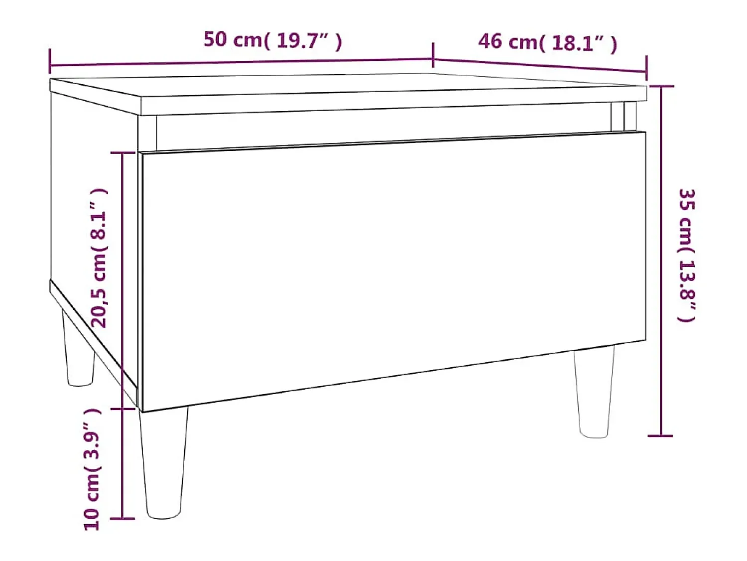 Discount vidaxl Mesa de apoio 50x46x35 cm derivados de madeira -cimento Cinzento