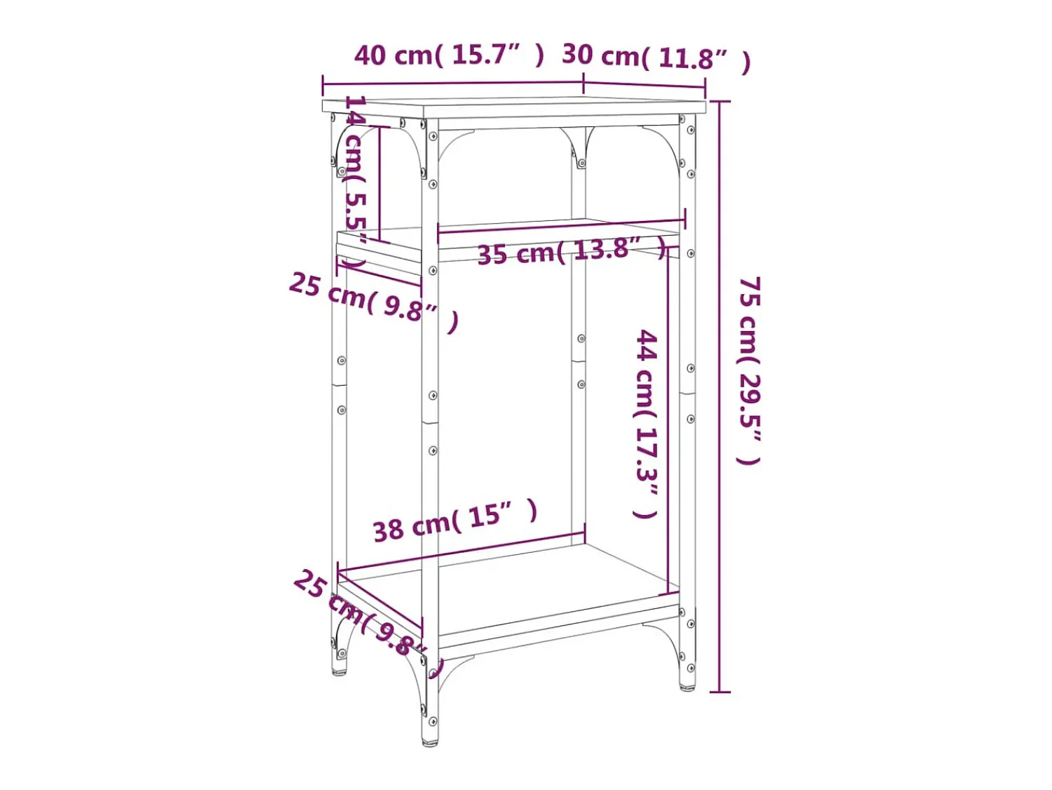 vidaxl Mesa de apoio 40x30x75 cm derivados de madeira sonoma^ Mesa De Apoio