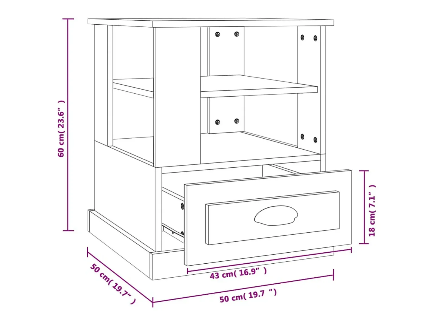 Mesa De Apoio|vidaxl Mesa de apoio 50x50x60 cm derivados de madeira sonoma Cinzento