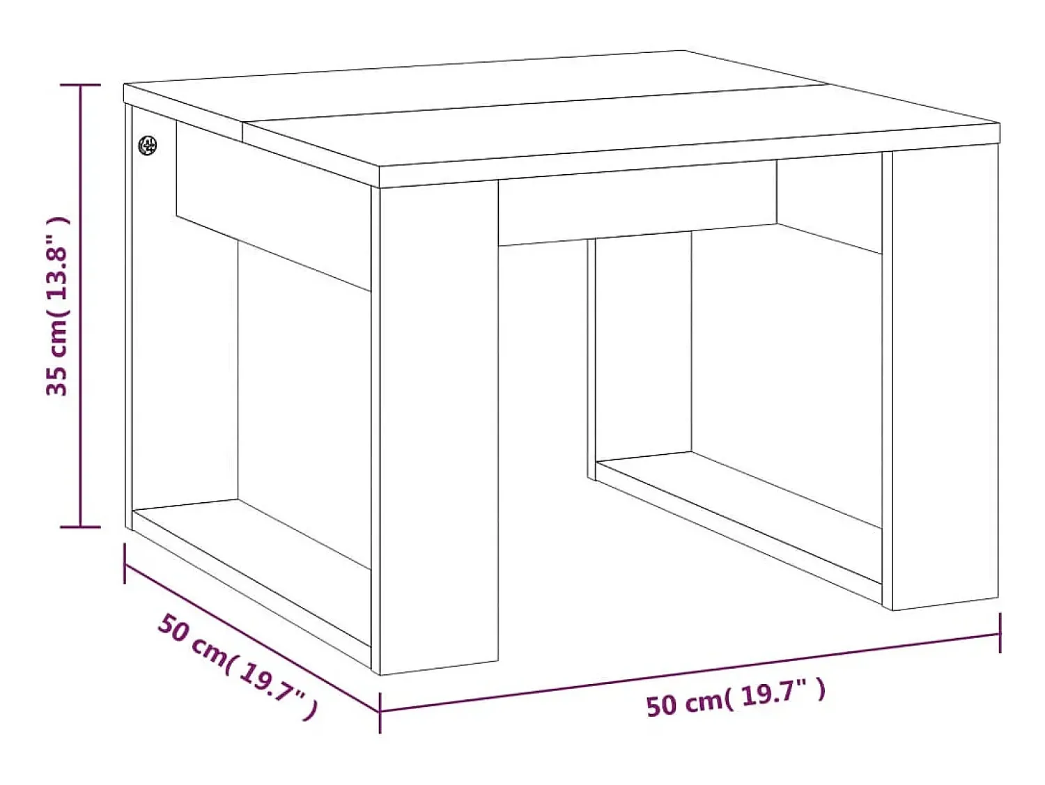 Mesa De Apoio*vidaxl Mesa de apoio 50x50x35 cm derivados de madeira sonoma Cinzento