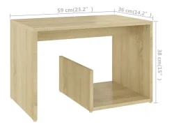 Mesa De Apoio|vidaxl Mesa de apoio 59x36x38 cm derivados de madeira carvalho sonoma Natural claro