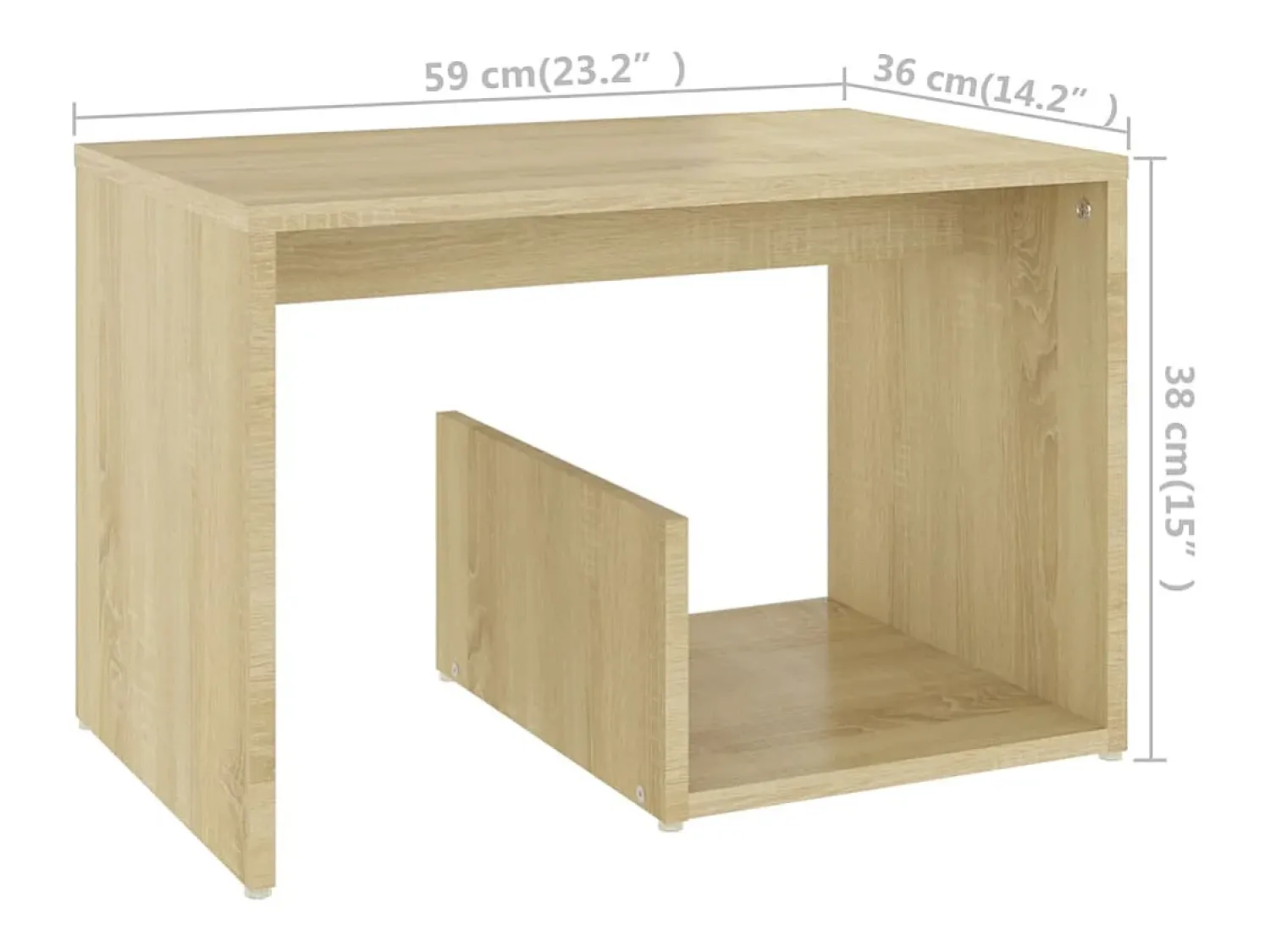 Mesa De Apoio|vidaxl Mesa de apoio 59x36x38 cm derivados de madeira carvalho sonoma Natural claro