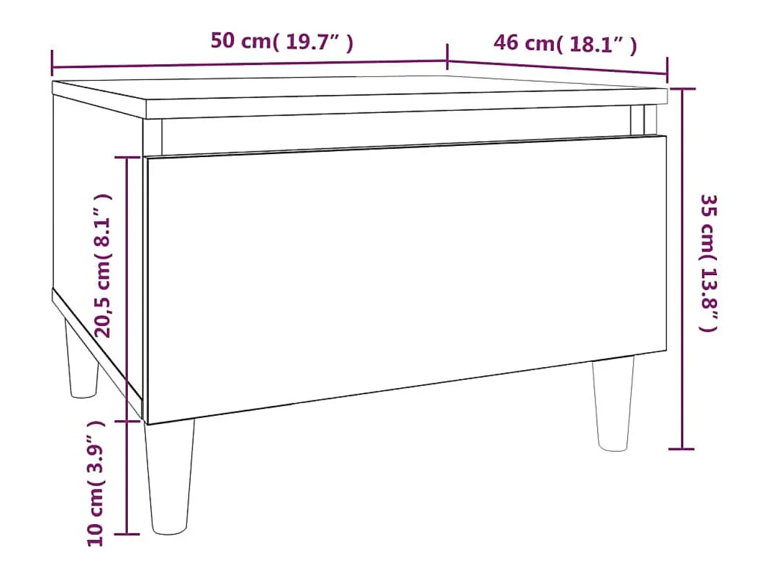 vidaxl Mesa de apoio 50x46x35 cm derivados de madeira brilhante^ Mesa De Apoio