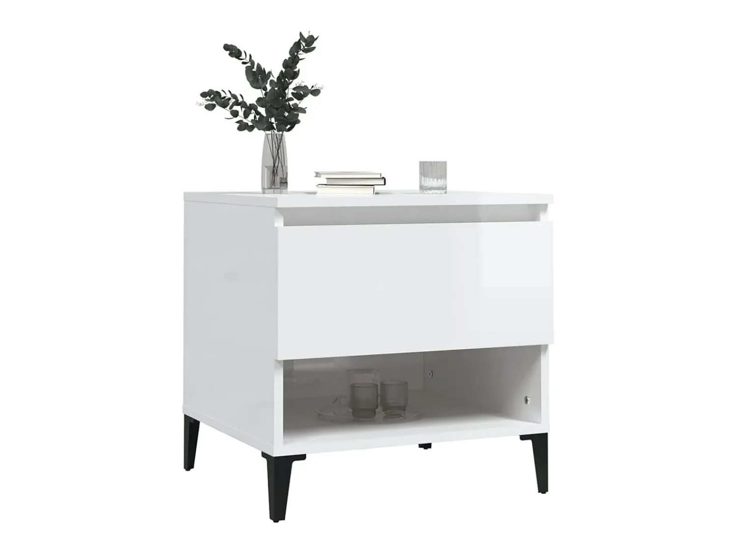 vidaxl Mesa de apoio 50x46x50 cm derivados de madeira brilhante^ Mesa De Apoio