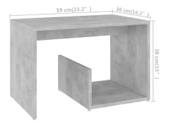 vidaxl Mesa de apoio 59x36x38 cm derivados de madeira cimento^ Mesa De Apoio