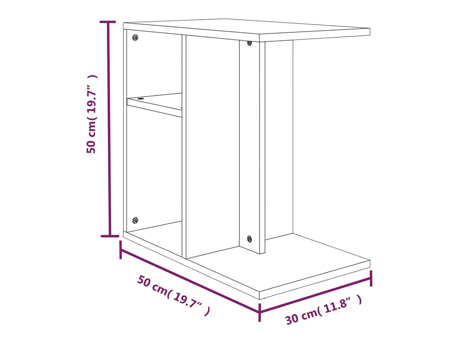 vidaxl Mesa de apoio 50x30x50 cm derivados de madeira carvalho fumado^ Mesa De Apoio