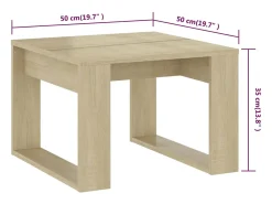 New vidaxl Mesa de apoio 50x50x35 cm derivados de madeira carvalho sonoma Natural claro