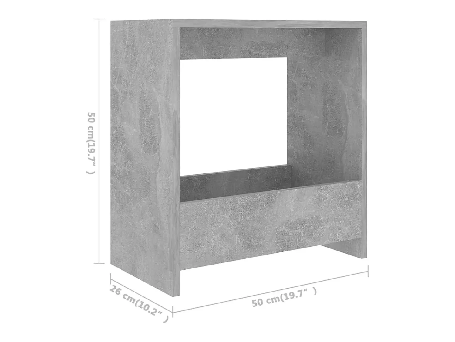 vidaxl Mesa de apoio 50x26x50 cm derivados de madeira cimento^ Mesa De Apoio