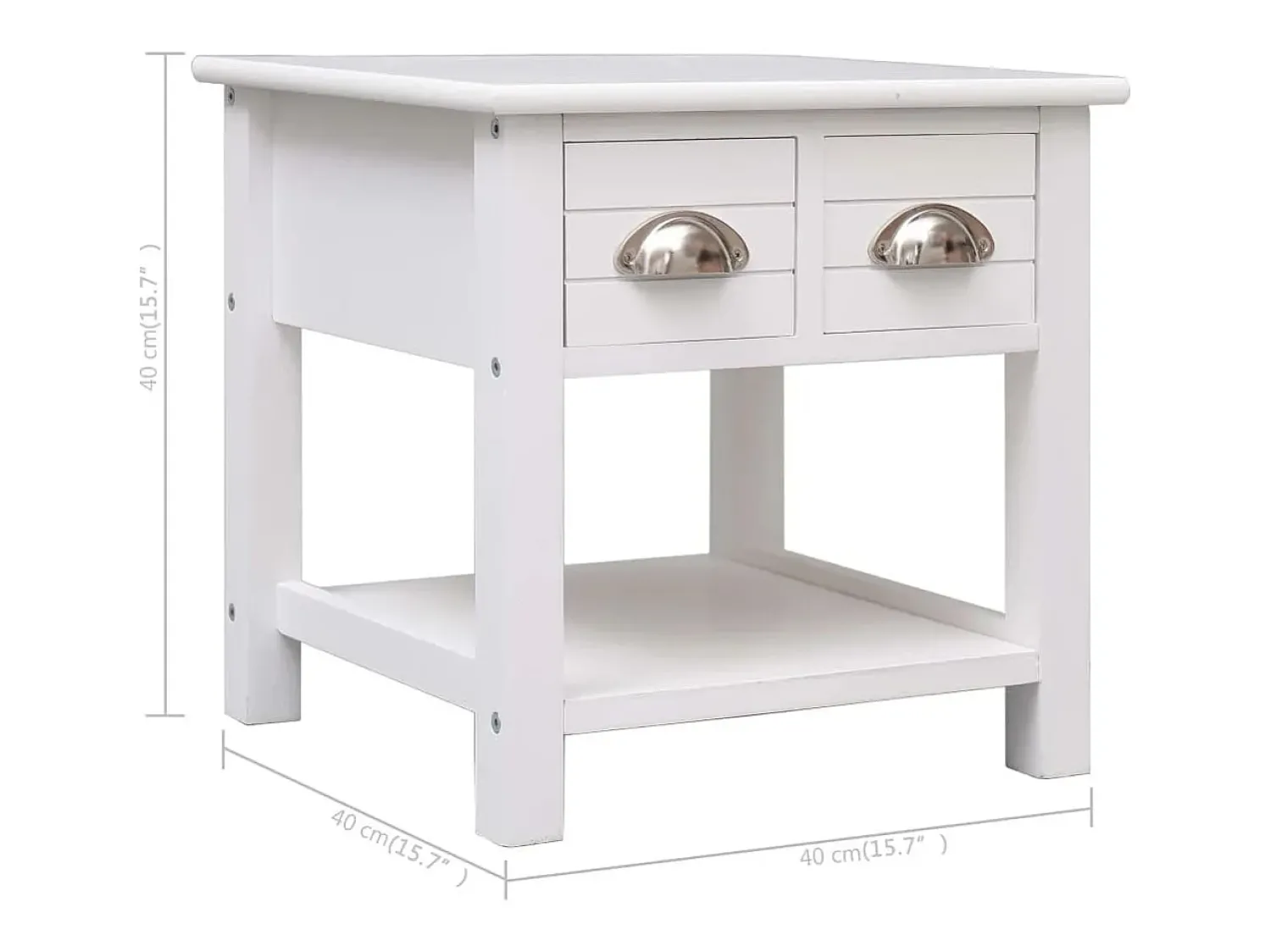 vidaxl Mesa de apoio 40x40x40 cm madeira de paulownia Branco