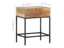 Mesa De Apoio|vidaxl Mesa de apoio 40x30x50 cm madeira de mangueira áspera maciça Natural claro