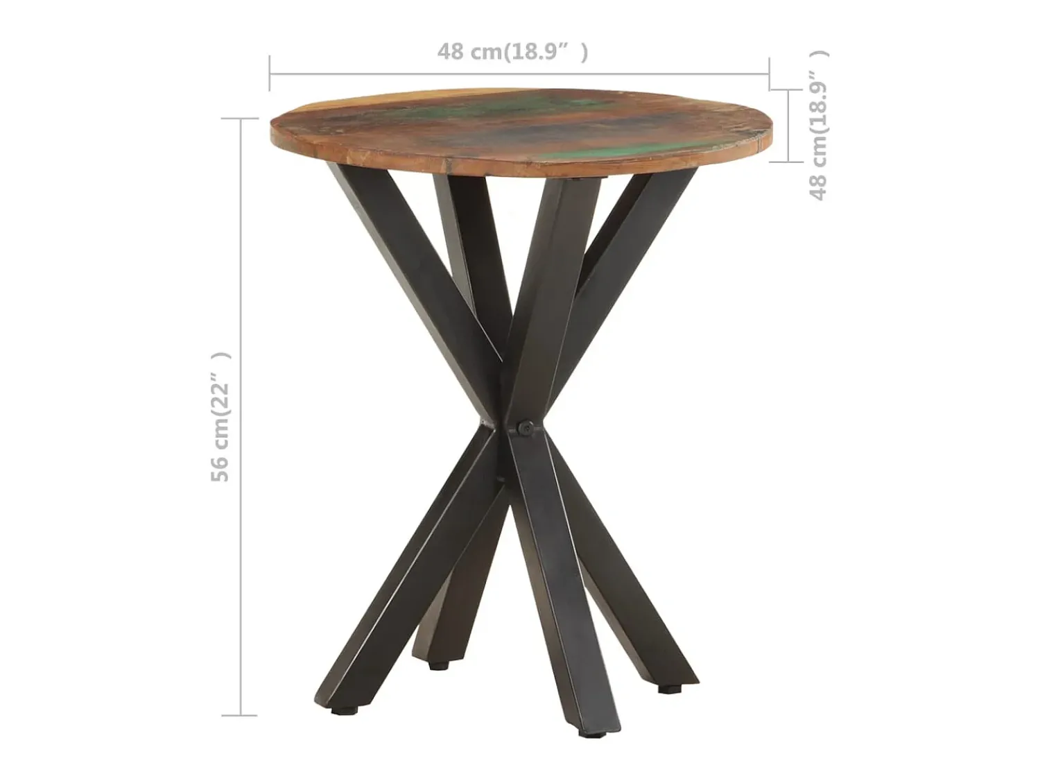 Discount vidaxl Mesa de apoio 48x48x56 cm madeira recuperada maciça Castanho