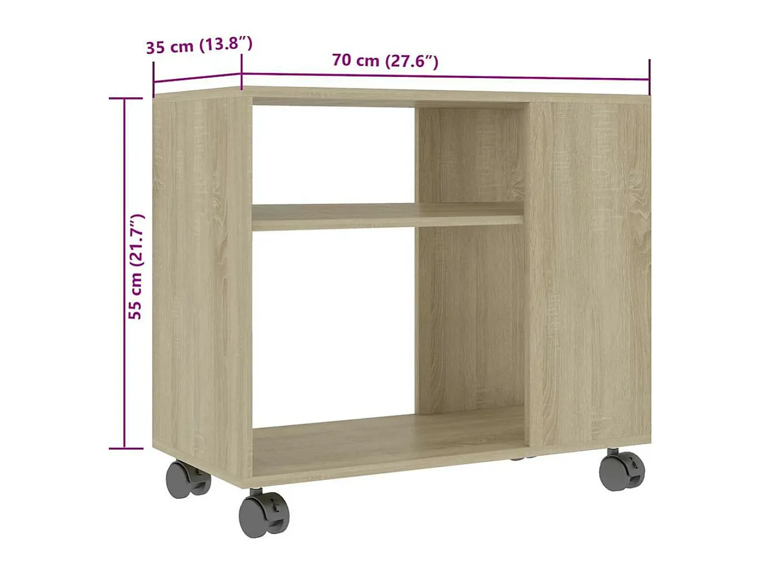 vidaxl Mesa de apoio 70x35x55 cm madeira processada carvalho sonoma^ Mesa De Apoio