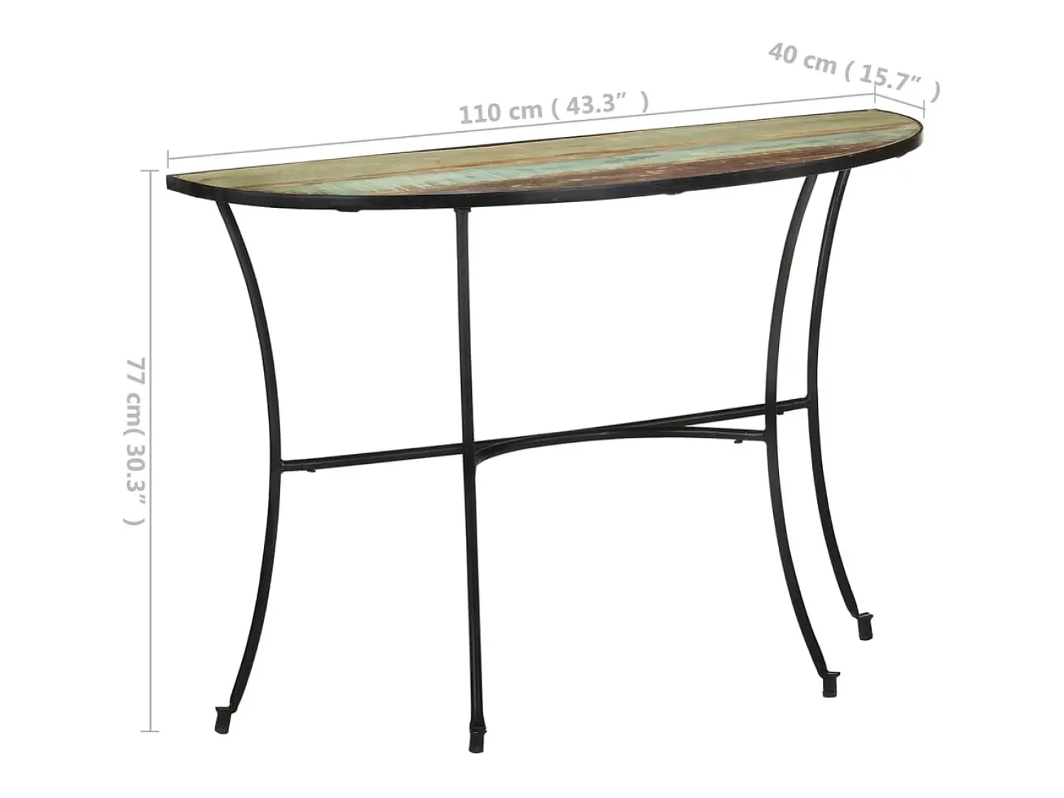 Mesa De Apoio*vidaxl Mesa de apoio 110x40x77 cm madeira recuperada maciça Natural claro