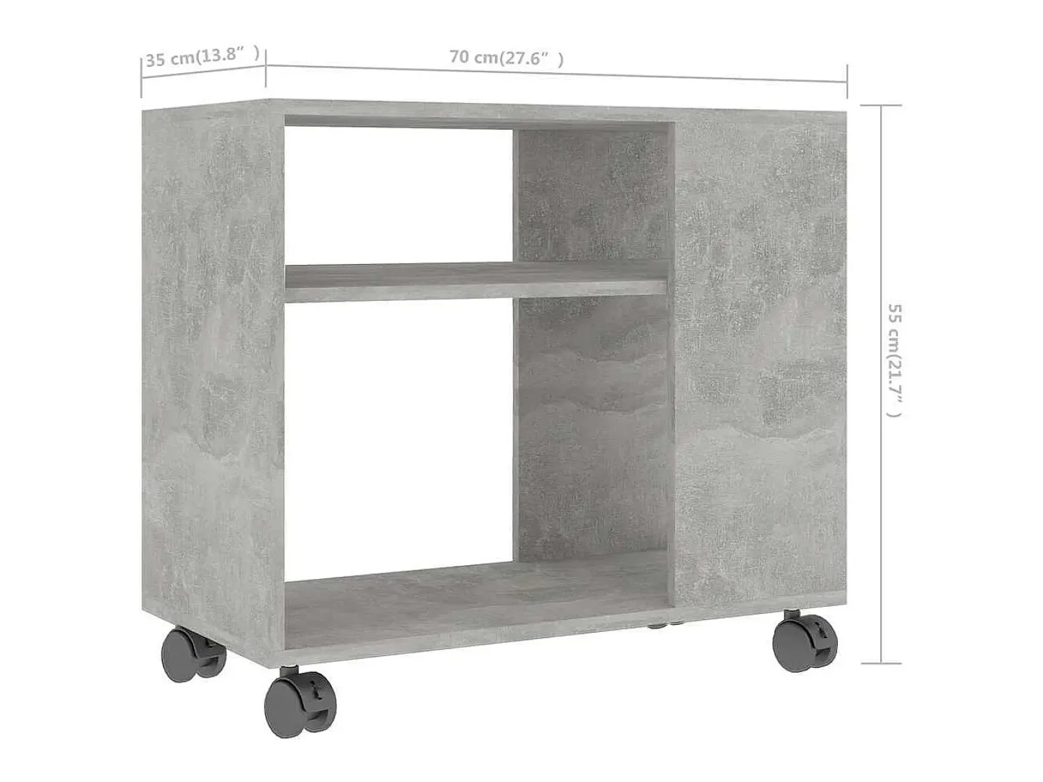 New vidaxl Mesa de apoio 70x35x55 cm madeira processada cinza cimento Cinzento