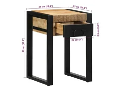 vidaxl Mesa de apoio 35x35x50 cm madeira de mangueira áspera maciça^ Mesa De Apoio