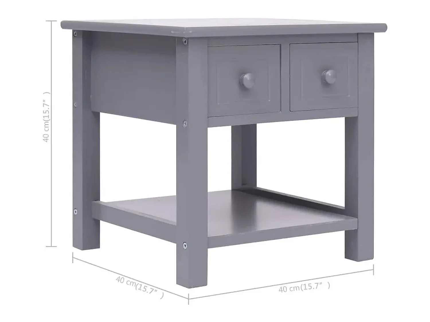 Mesa De Apoio|vidaxl Mesa de apoio 40x40x40 cm madeira de paulownia Cinzento