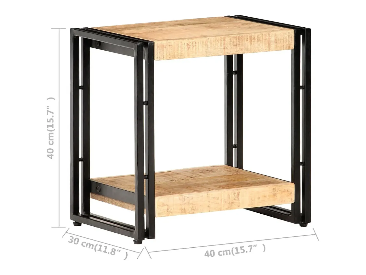 vidaxl Mesa de apoio 40x30x40 cm madeira de mangueira áspera Natural claro