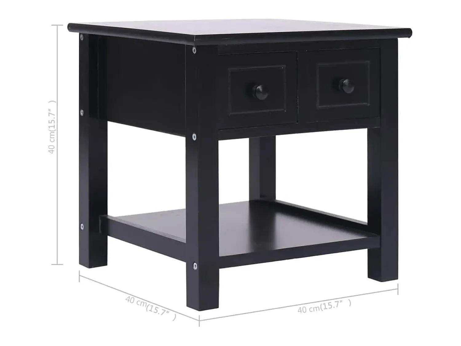 Best vidaxl Mesa de apoio 40x40x40 cm madeira de paulownia Preto