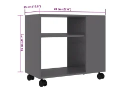 Mesa De Apoio|vidaxl Mesa de apoio 70x35x55 cm madeira processada cinza Cinzento