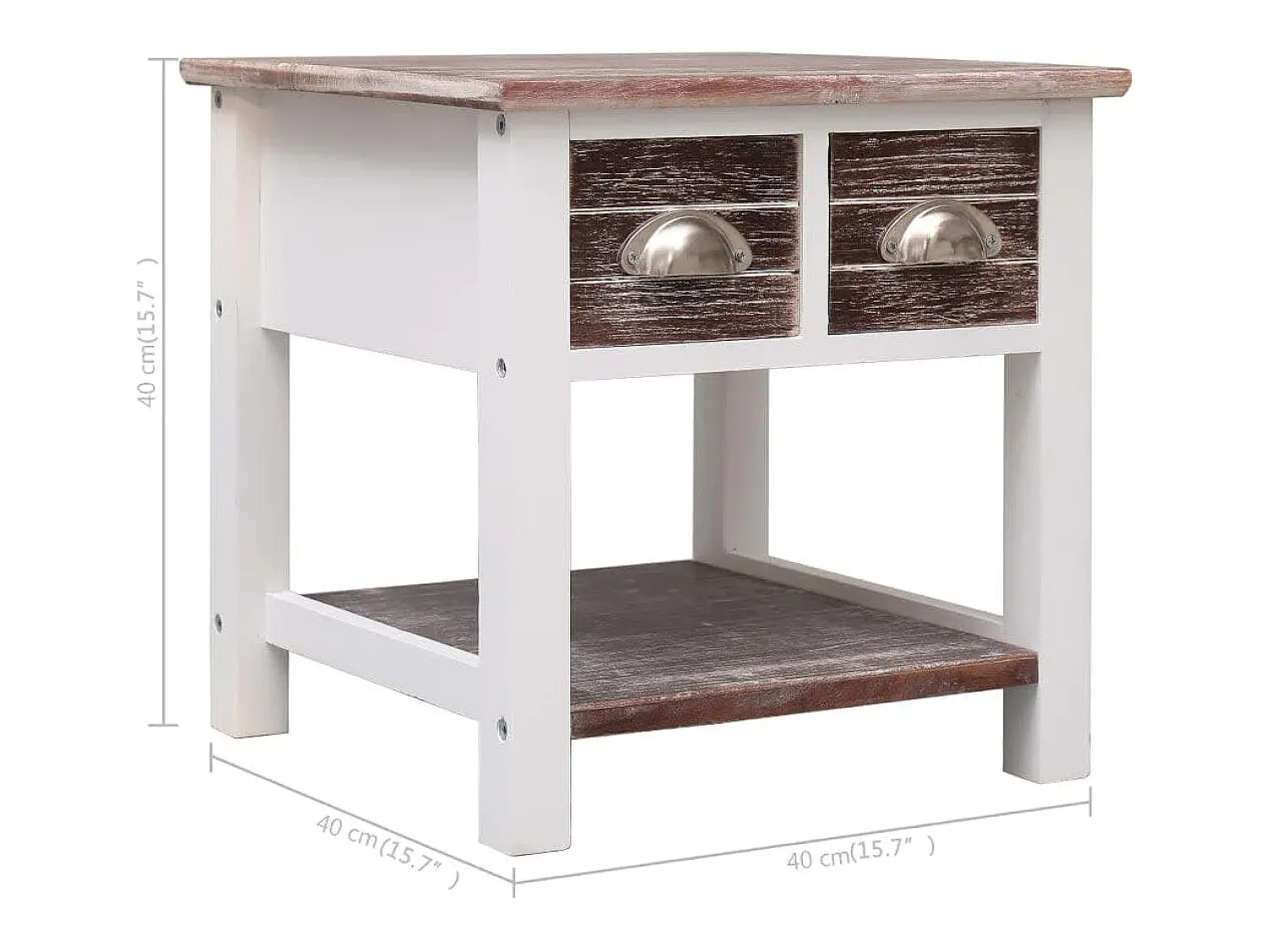 vidaxl Mesa de apoio 40x40x40 cm madeira de paulownia castanho^ Mesa De Apoio