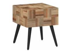 Outlet vidaxl Mesa de apoio 40x40x45 cm madeira de teca recuperada maciça Cinzento