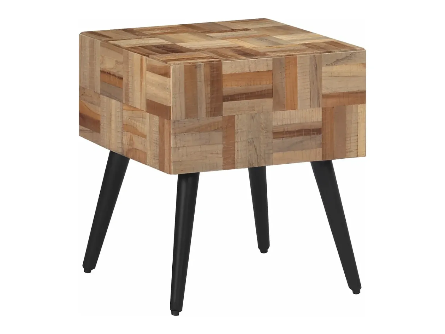 Outlet vidaxl Mesa de apoio 40x40x45 cm madeira de teca recuperada maciça Cinzento