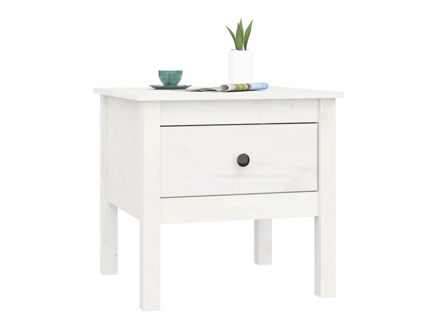 Mesa De Apoio|vidaxl Mesa de apoio 50x50x49 cm pinho maciço Branco