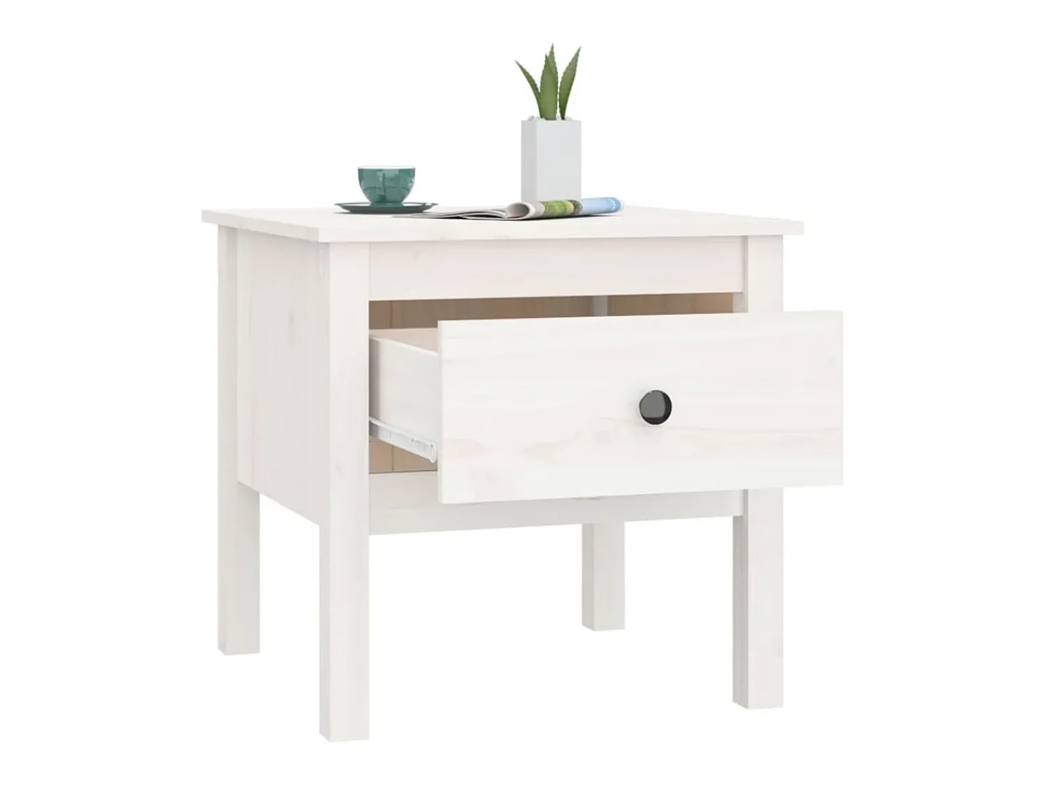 Mesa De Apoio|vidaxl Mesa de apoio 50x50x49 cm pinho maciço Branco