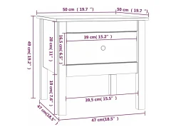 Discount vidaxl Mesa de apoio 50x50x49 cm pinho maciço Preto