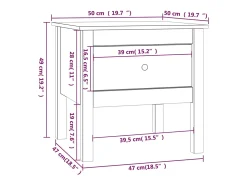 Discount vidaxl Mesa de apoio 50x50x49 cm pinho maciço Preto