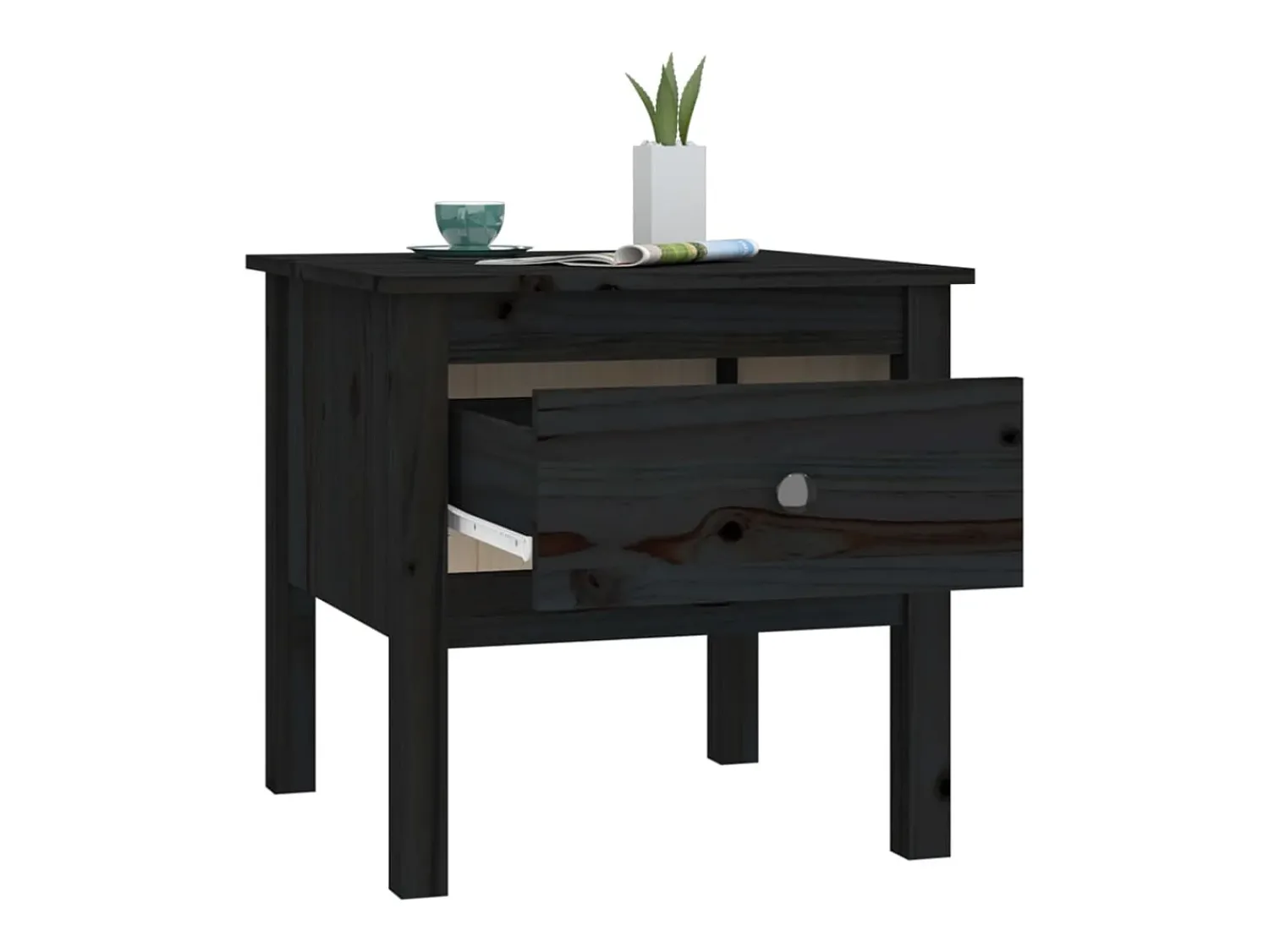 Discount vidaxl Mesa de apoio 50x50x49 cm pinho maciço Preto