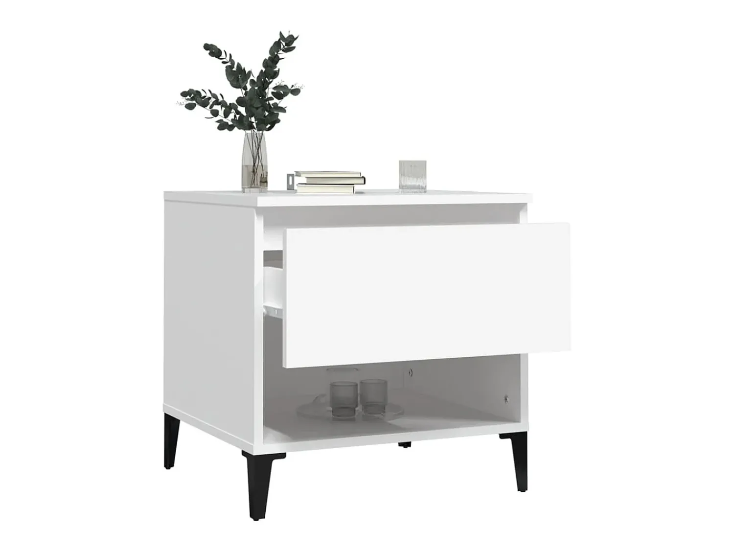 Mesa De Apoio*vidaxl Mesa de apoio 50x46x50 derivados de madeira Branco