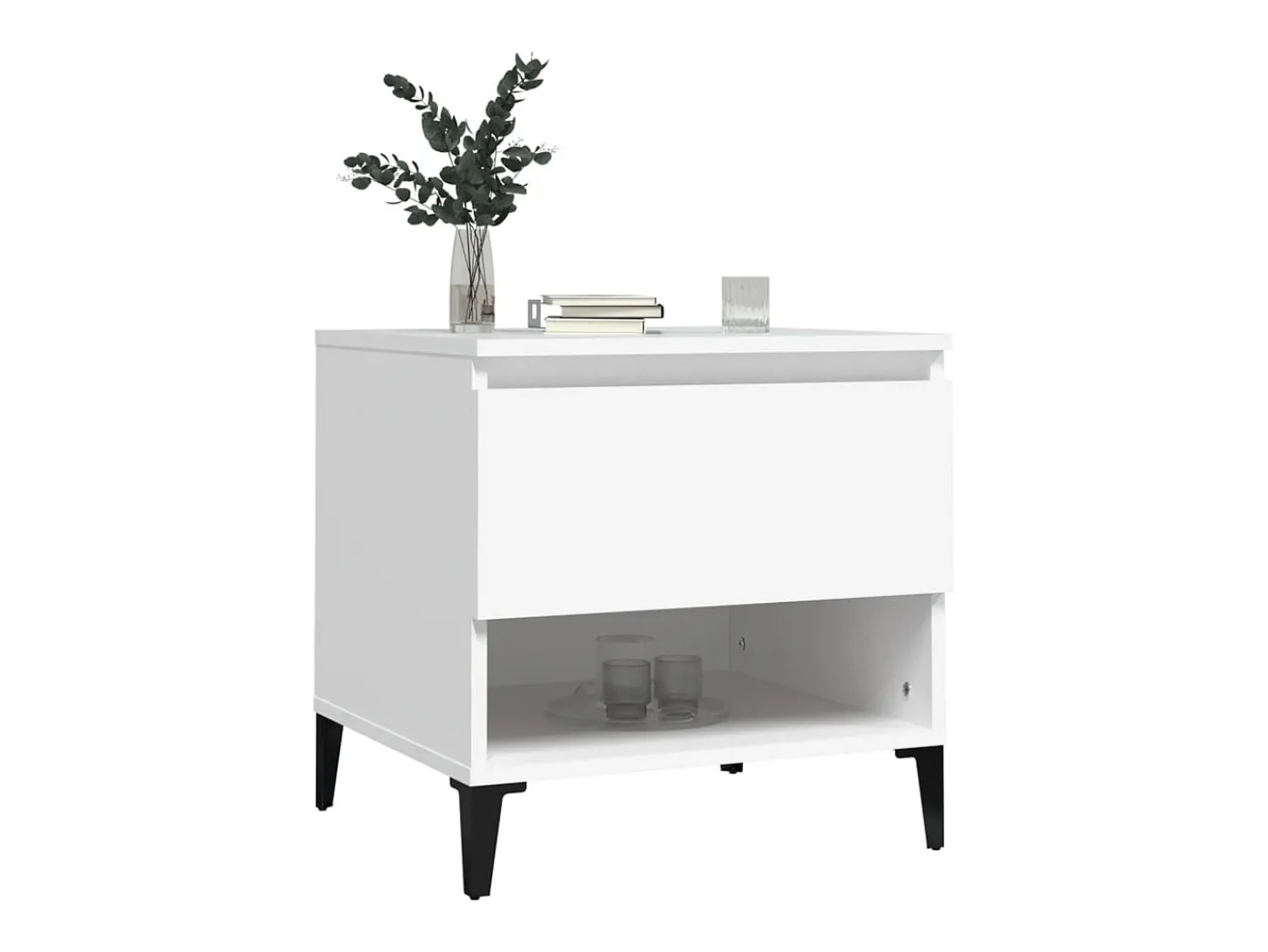 Mesa De Apoio*vidaxl Mesa de apoio 50x46x50 derivados de madeira Branco