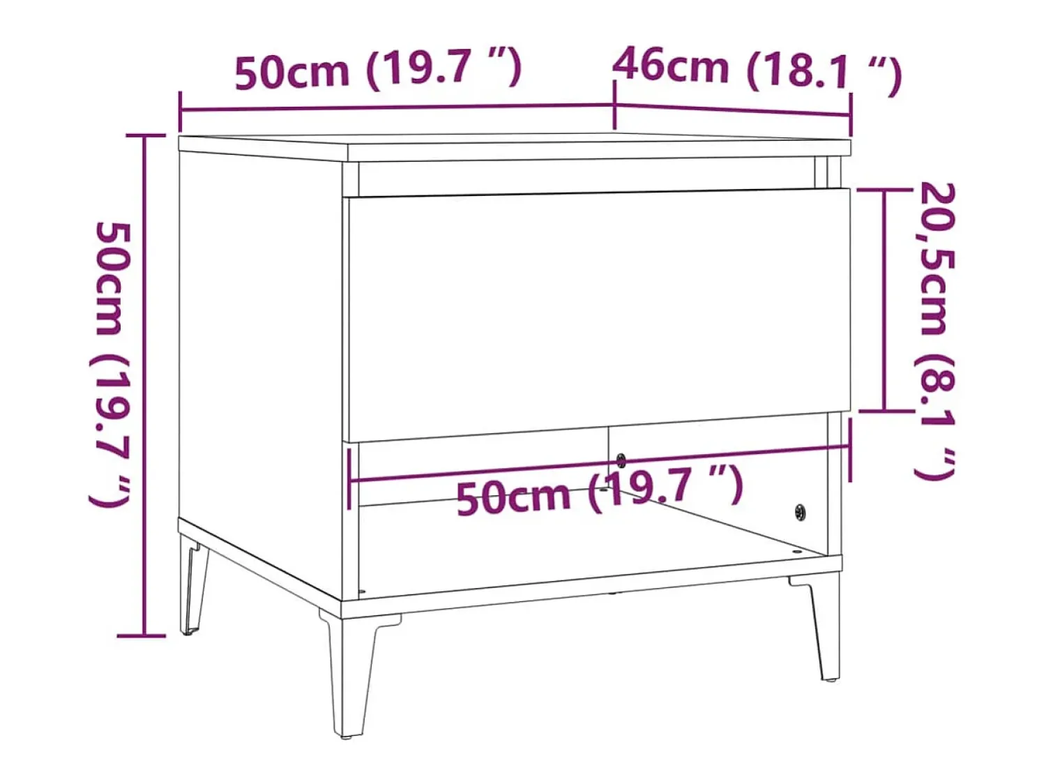 Mesa De Apoio|vidaxl Mesa de apoio 50x46x50 derivados de madeira Preto