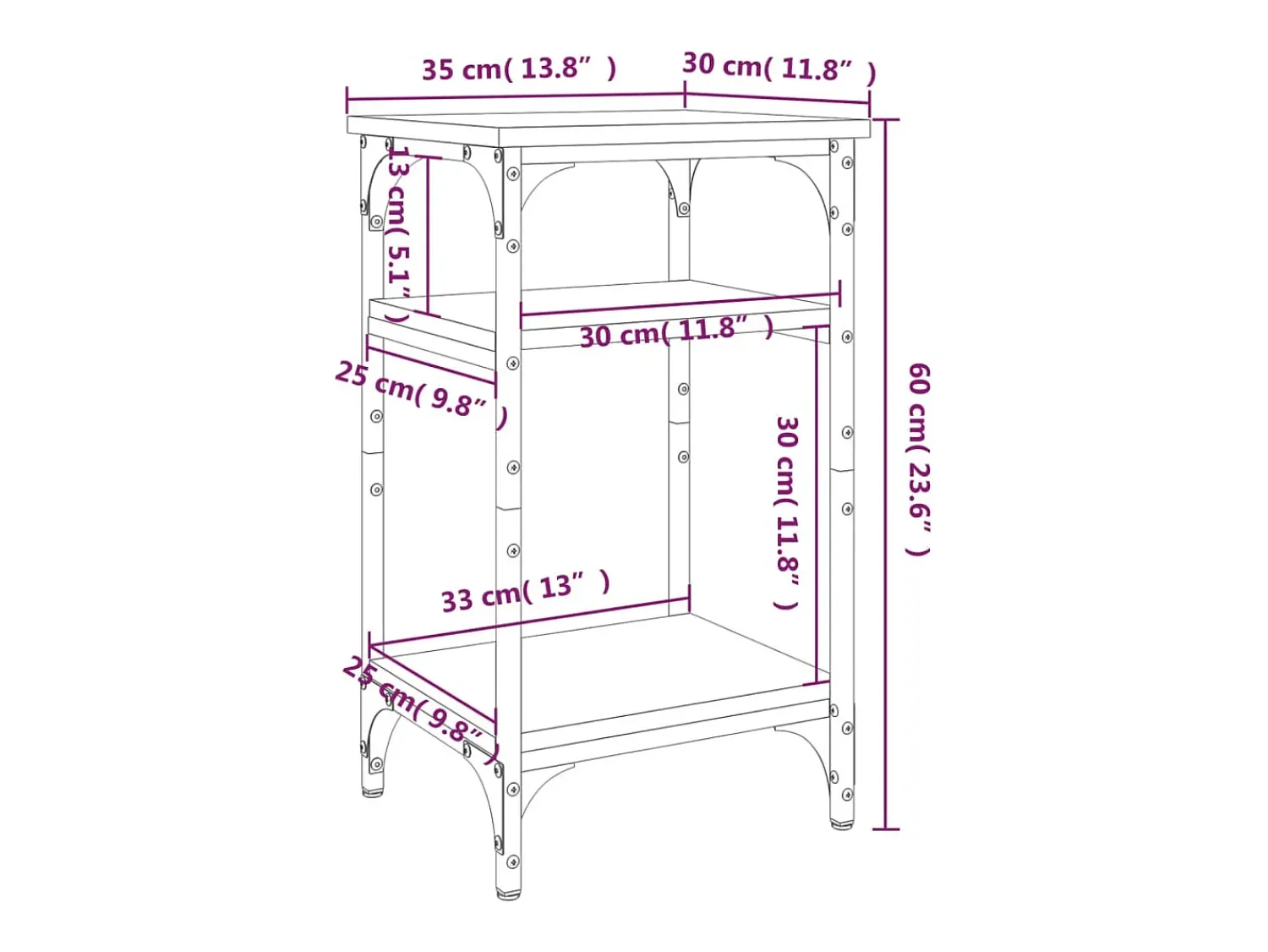 Sale vidaxl Mesa de apoio 35x30x60cm derivados de madeira carvalho castanho Natural claro