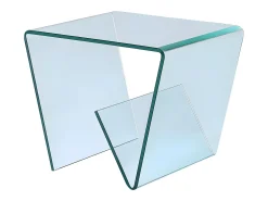 Mesa De Apoio|Vente-unique Mesa de apoio ZENIA - Porta-revistas - Vidro temperado curvado Transparente