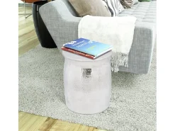 Mesa De Centro|vidaxl Mesa de apoio/banco em alumínio martelado, Prateado