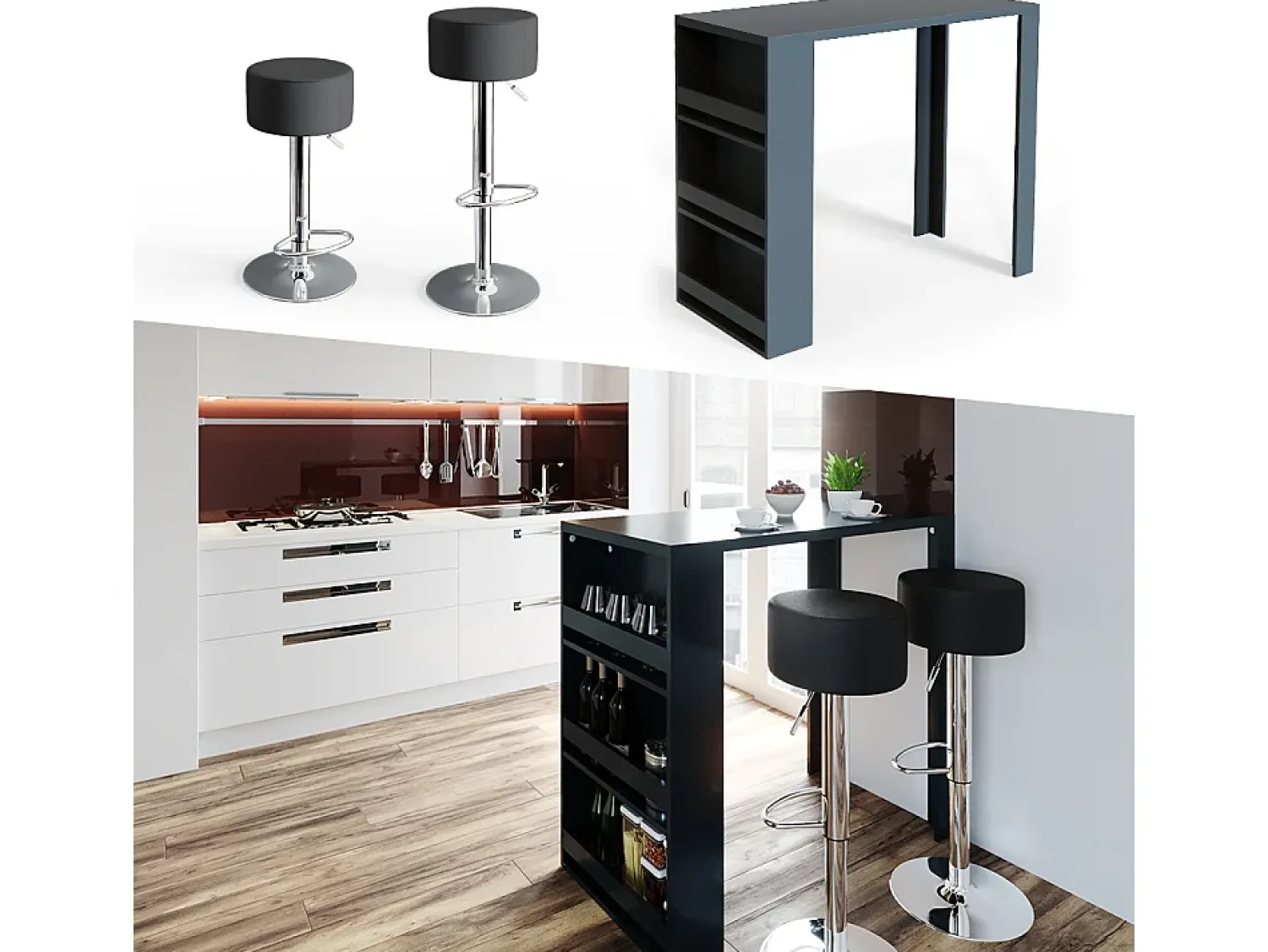 Móvel De Bar|Vicco Mesa de bar antracite 57x117x106 Cinza antracite