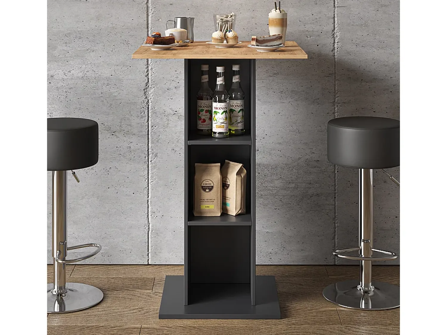 Vicco Mesa de bar antracite 70x70x109 rodeo^ Móvel De Bar