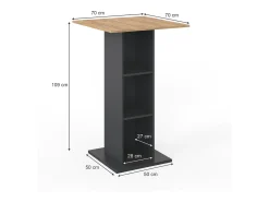 Vicco Mesa de bar antracite 70x70x109 rodeo^ Móvel De Bar