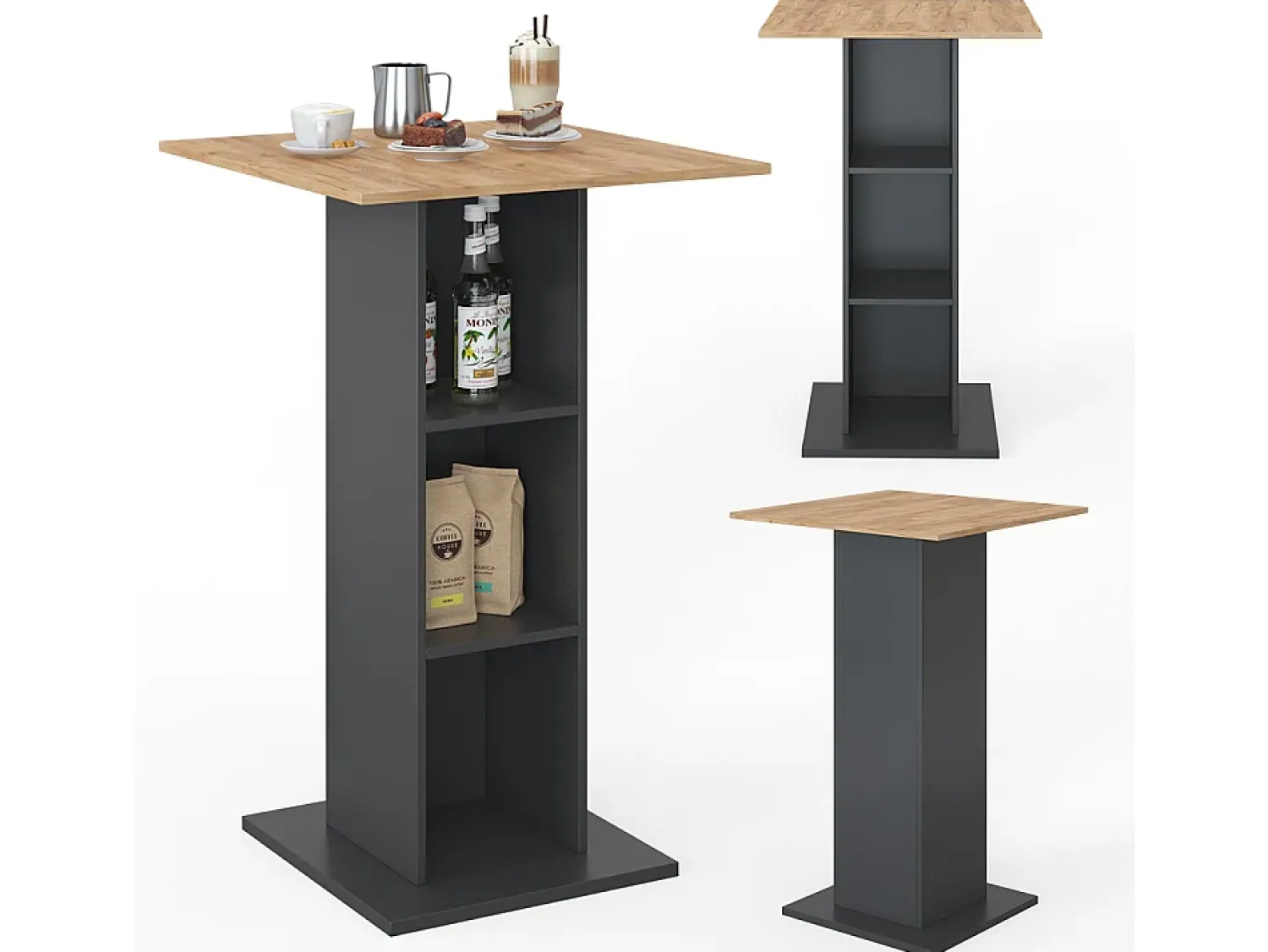 Vicco Mesa de bar antracite 70x70x109 rodeo^ Móvel De Bar