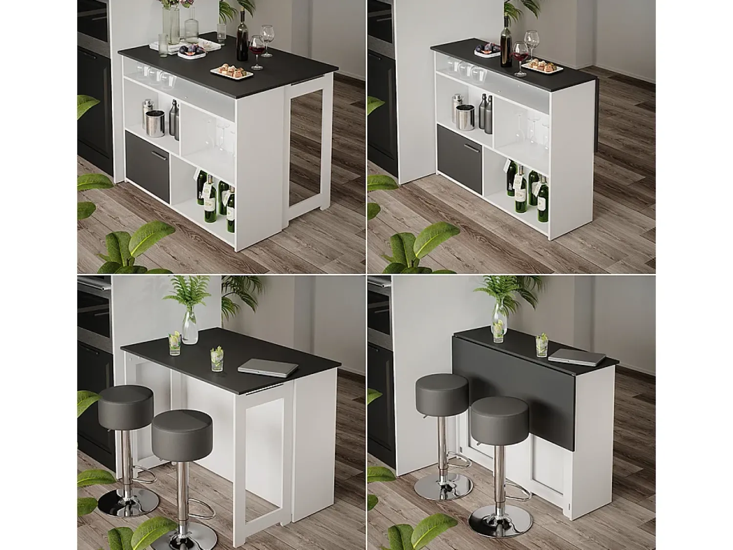 Móvel De Bar*Vicco Mesa de bar antracite/branco 116x37x90.5 dominic Cinza antracite